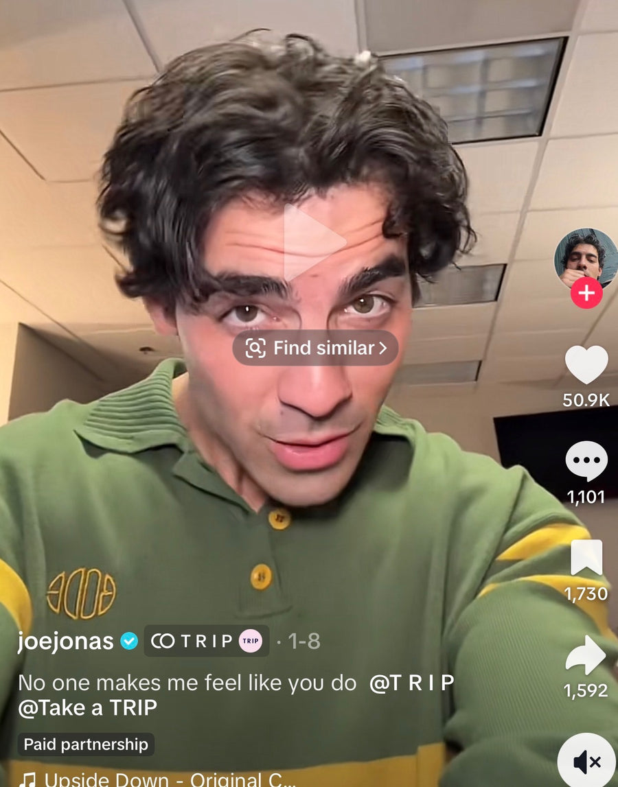 Joe Jonas in a TRIP Drinks creator-led campaign